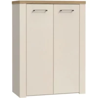 Meuble de rangement - Décor Sable & chene - L86,3 x P41,3 x H118,3 cm - NELLEKE(m-1)