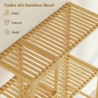 HOMCOM Mobilier deasupra mașinii de spălat din bambus cu 7 rafturi reversibile, spațiu economisitor, pentru depozitare și organizare, pentru baie și spălătorie, 100x40x157 cm, culoare lemn(m-6)