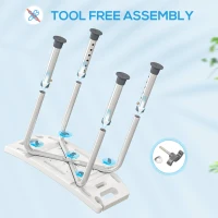 HOMCOM Scaun de Duș din Aluminiu și Plastic Antialunecare, Înălțime Reglabilă 6 Niveluri 39-52cm, Gri(m-6)