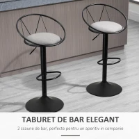 Homcom Set 2 Scaune de Bar – Pivotante, Maro, Reglabile 78–100 cm(m-4)