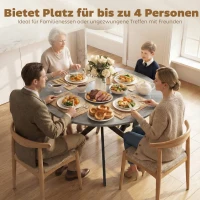 HOMCOM Ronde eettafel voor 4 personen, keukentafel in industriële stijl met stalen poten, voor eetkamer, keuken, grijs(m-5)