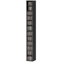 HOMCOM Set of 2 CD Media Display Shelf Unit Tower Rack with Adjustable Shelves, Black(m-11)