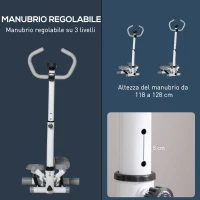 HOMCOM Stepper con Monitor LCD, Manubrio Regolabile ed Elastici, in Acciaio e ABS, Bianco e Grigio(m-6)