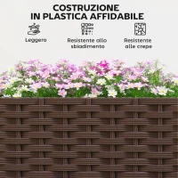 Outsunny Fioriera Rialzata con Traliccio 130L, Letto per Orto Rialzato da Esterno con Ruote Bloccabili, Sistema di Autoirrigazione, Fori di Drenaggio per Piante Rampicanti, Verdure, Fiori, Marrone(m-8)