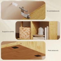 HOMCOM Libreria Moderna Asimmetrica a 5 Livelli in Bambù, 62.5 x 23 x 165 cm, Colore Legno Naturale(m-6)