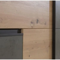Armoire 2 portes coulissantes 3 tiroirs - Décor chene artisan et béton gris - L 200,1 x P 61,2 x H 200,5 cm - WINN2(m-6)