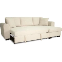 Canapé d'angle convertible réversible - 4 places - HAMILTON - Velours Beige - L 245 x P 150 x H 86 - Fabriqué en Ukraine(m-5)