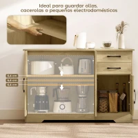 HOMCOM Aparador para Salón Moderno con 3 Puertas 2 Cajones Estante Ajustable para Comedor Entrada 120x38x79 cm Natural(m-4)