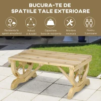 Outsunny Bancă de Grădină cu 2 Locuri, Design cu Roți, Bancă de Exterior din Lemn de Brad, pentru Terasă, Patio și Curte, 98x50x39,5 cm, Aspect Lemn Natural(m-6)