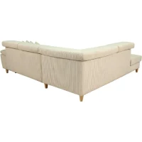 Canapé d'angle convertible - 4 places - WESTON - Velours côtelé beige - Tetieres réglables - 259 x 227 x 77/92 cm(m-5)