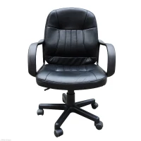 HOMCOM Executive Office Chair for Home, Mid Back PU Leather Computer Desk Chair for Adults with Arm, Wheels, Black(m-22)
