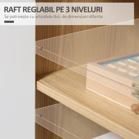 Homcom Dulap Modern Depozitare – Rafturi Reglabile, Alb & Lemn Natural(m-5)