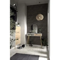 Meuble a chaussures - Blanc / Chene -  12 paires - Pietement évasé en bois massif - 70,2 x 23,9 x 138,9 cm ARO(m-2)