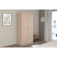 Armoire - EASY LIFE -  Décor Chene clair - 2 portes battantes - L80,2 x H180 x P49,7cm - PARISOT(m-2)