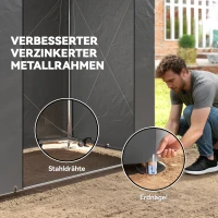 Outsunny Zeltgarage 1,9x1,2 m Wasserdicht Garagenzelt mit aufrollbarer Reißverschlusstür Belüftungsfenster Dunkelgrau(m-4)