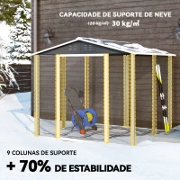 Outsunny Abrigo de Jardim 4,4 m² 240x206x198 cm Abrigo de Jardim com Porta de Correr e Fechadura Cinza Escuro(m-5)