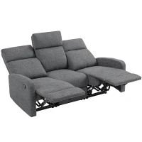 HOMCOM Divano 3 Posti Reclinabile in maniera Indipendente con Rivestimento in Ciniglia Grigia, 179x91x98 cm(m-10)