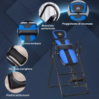 HOMCOM Panca a Inversione Gravitazionale Pieghevole con Lunghezza Regolabile da 140-203 cm e Ruote, Nero e Blu(m-5)
