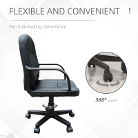 HOMCOM Executive Office Chair for Home, Mid Back PU Leather Computer Desk Chair for Adults with Arm, Wheels, Black(m-16)
