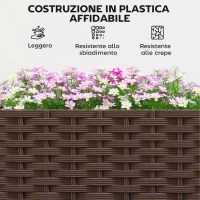 Outsunny Fioriera Rialzata con Traliccio 20L, Letto per Orto Rialzato da Esterno con Ruote Bloccabili, Sistema di Autoirrigazione, Fori di Drenaggio per Piante Rampicanti, Verdure e Fiori, Marrone(m-8)