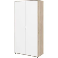 Armoire de chambre AALBORG - Décor Blanc et chene - 2 portes battantes - L100 x P50,2 x H204,3 cm - PARISOT(m-3)