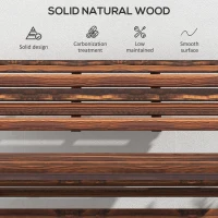 Outsunny Bancă de Exterior din Lemn pentru 2 Persoane, Bancă Pliabilă cu Spătar și Șezut cu Șipci, Bancă pentru Patio, Finisaj Carbonizat(m-5)