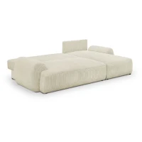 Canapé d'angle droit convertible 4/5 places MILO - Velours côtelés beige - Coffre de rangement - L 264 x H 84 x P 99/145 cm(m-6)