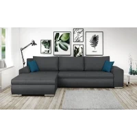 Canapé d'angle convertible réversible 5 places Indian - Tissu gris foncé - L 289 x P 94/188 x H 88 cm(m-2)