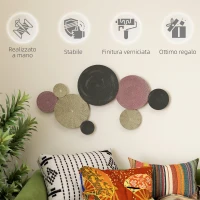 HOMCOM Wall Art a 8 Dischi 3D in Metallo, 110x7x58 cm, color Bronzo, Arancione e Giallo(m-6)