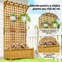 Outsunny Jardinieră înălțată cu Spalier și Acoperiș, Ghiveci, Strat de Flori, rezistent la intemperii, Lemn, 90 x 45 x 183 cm, Maro(m-5)