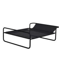 PawHut Cama Elevada para Perros Refrescante y Transpirable 91x69x29 cm Malla de Textilene Reposacabezas Inclinado Negro(m-11)