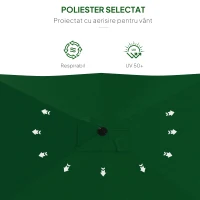 Outsunny Ombrellone da Giardino 2x3m Inclinabile e Apertura a Manovella Grigio(m-7)