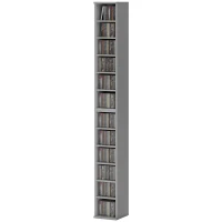 HOMCOM Set of 2 CD Media Display Shelf Unit Tower Rack with Adjustable Shelves, Light Grey(m-11)