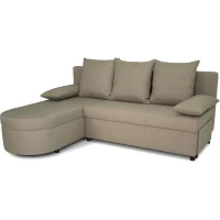 Canapé d'angle convertible réversible 3 places JEN - Tissu Beige - Style contemporain - L196 x H88 x P159 cm(m-2)