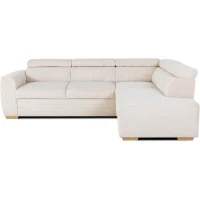 Canapé d'angle convertible réversible - 4/5 places - KELIO - Velours côtelé beige - 245 x 184 x 77/87cm(m-1)
