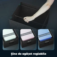 HOMCOM Birou Gaming în formă de L cu prize multiple, LED-uri, 165x80 cm, birou PC cu 2 sertare din material textil, 2 rafturi deschise, măsuță laterală și 2 suporturi monitor, din PAL și oțel, Negru(m-7)