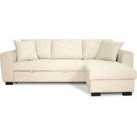 Canapé d'angle convertible réversible - 4 places - HAMILTON - Velours Beige - L 245 x P 150 x H 86 - Fabriqué en Ukraine(m-1)