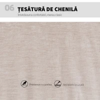 Scaun de Birou HOMCOM, Reglabil, Înclinabil și Rotativ, din Chenille și Oțel, 62x67x83-93 cm, Bej(m-9)