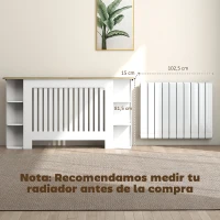 HOMCOM Cubre Radiadores con Estantes Cubreradiador de MDF Diseño Moderno de Listones para Salón Dormitorio 152x19x83 cm Blanco(m-4)