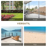 Outsunny Bancă de Grădină cu 2 Locuri, Design cu Roți, Bancă de Exterior din Lemn de Brad, pentru Terasă, Patio și Curte, 98x50x39,5 cm, Aspect Lemn Natural(m-7)