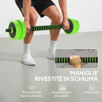 SPORTNOW Set Pesi da Palestra 4 in 1 da 20kg, Convertibile in Kettlebell, 2 Manubri, Bilanciere e Supporto Flessioni, Verde(m-6)
