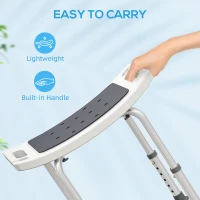 HOMCOM Scaun de Duș din Aluminiu și Plastic Antialunecare, Înălțime Reglabilă 6 Niveluri 39-52cm, Gri(m-7)