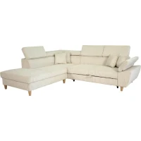 Canapé d'angle convertible - 4 places - WESTON - Velours côtelé beige - Tetieres réglables - 259 x 227 x 77/92 cm(m-6)