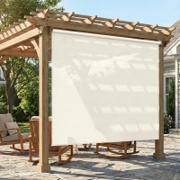 Outsunny Roletă exterioară rulou 2,4 x 1,6 m roletă opacă verticală protecție vizuală retractabilă impermeabilă, anti-UV30+, crem(m-5)