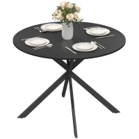 HOMCOM Ronde eettafel voor 4 personen, keukentafel in industriële stijl met stalen poten, voor eetkamer, keuken, zwart(m-11)