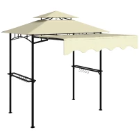 Outsunny Grillpavillon 242x149x248 cm wasserabweisend flammhemmend Gartenpavillon mit Doppelschichtdach Beige(m-1)