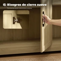 HOMCOM Aparador para Salón Moderno con 3 Puertas 2 Cajones Estante Ajustable para Comedor Entrada 120x38x79 cm Natural(m-6)