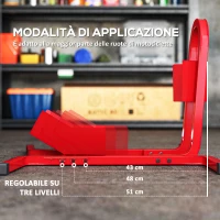 HOMCOM Blocca Ruota Moto Regolabile su 3 Livelli da 250 kg max in Metallo, 60x55x43 cm, Rosso(m-4)