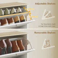 HOMCOM Modern Compact Four-Drawer Shoe Storage Cabinet - White(m-5)