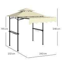 Outsunny Grillpavillon 242x149x248 cm wasserabweisend flammhemmend Gartenpavillon mit Doppelschichtdach Beige(m-3)